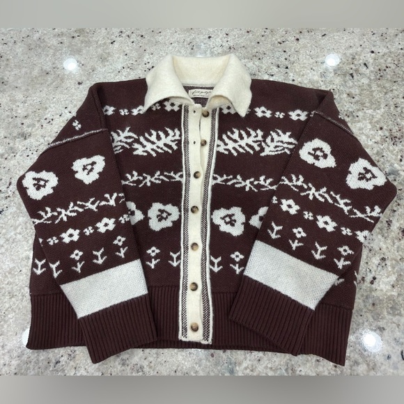 Free People Sweaters - Free People Brown Fair Isle Button Cardigan Sweater – Size M